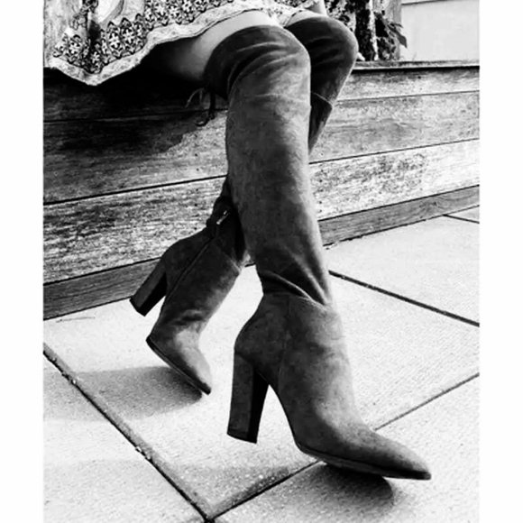 Sexy Vince Camuto Fitted Microsuede Dark Gray Over the Knee Boots - Picture 6 of 10